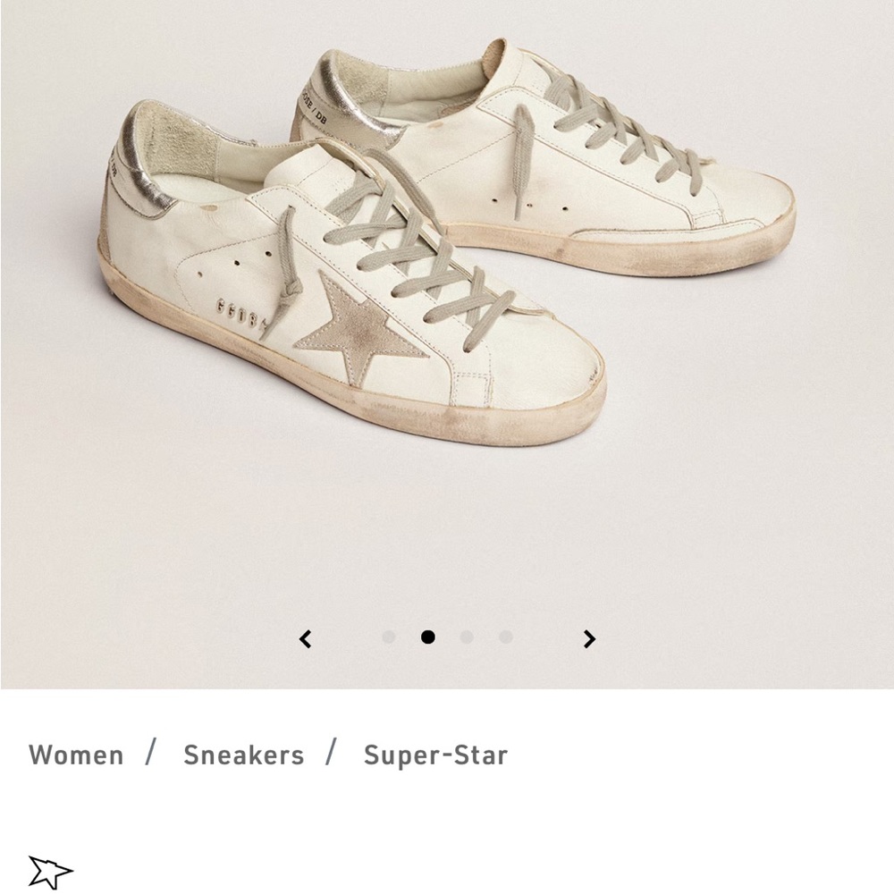 Golden Goose Women's White and Silver Sneakers EUC size 40